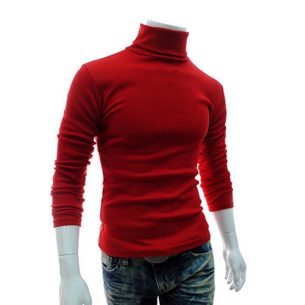 Men’s red turtleneck sweater